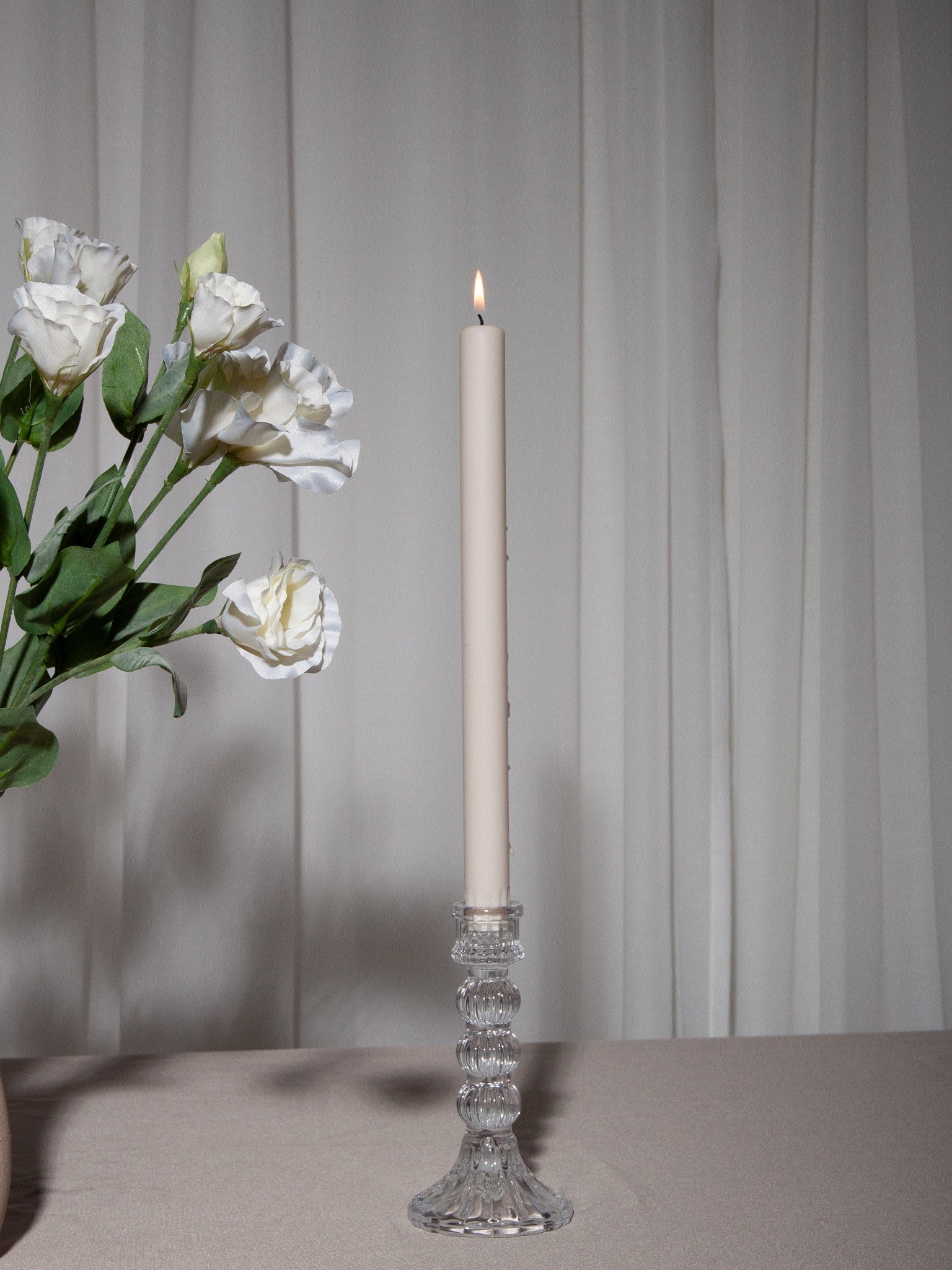 Vintage Glass Taper Candlestick Set of 3